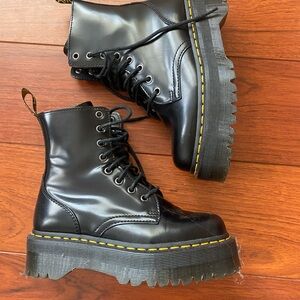 Black Leather Combat Boots